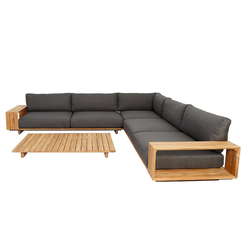 Σετ σαλόνι  2 TMX  από ξύλο ακακία και τραπεζάκι σε φυσικό χρώμα- Mistral Corner  Sofa left : 210x87x58 / Corner: 87x87x58