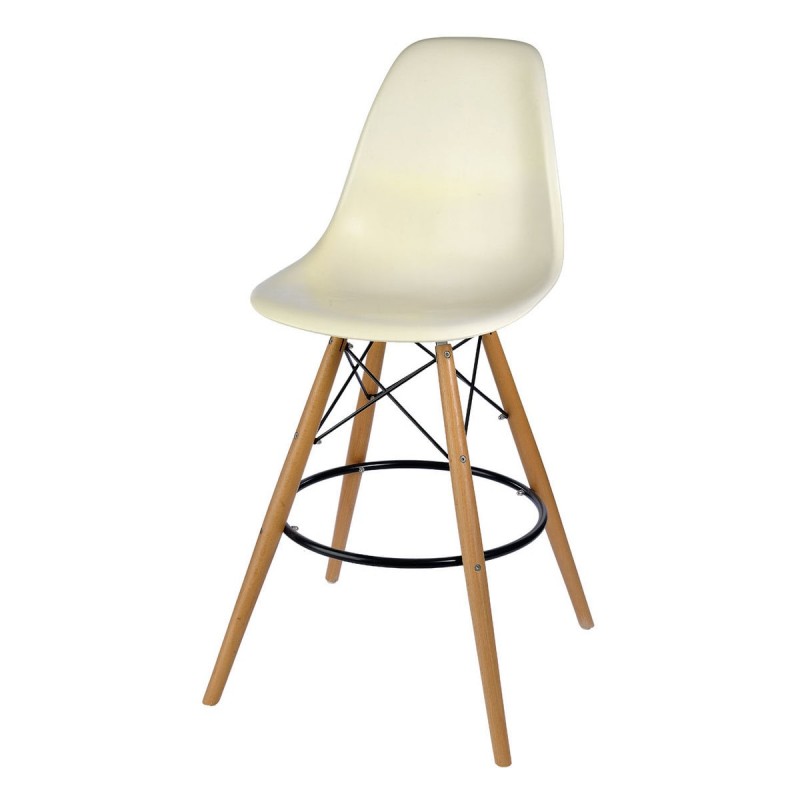 Σκαμπό από λευκό συνθετικό υλικό και ξύλο – PC016WH WHITE  46X52X.75 CM  