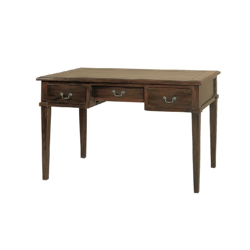 JK ΤΒ07  Γραφείο με τρία συρτάρια. Χειροποίητο, τ. Colonial, από μασίφ μαόνι. Διάσταση: 1,30Χ0,80Χ0,70 