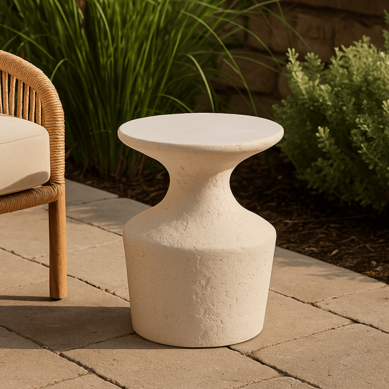 Βοηθητικό Τραπεζάκι KEENAN από τσιμέντο σε λευκό χρώμα – THD531 CREAM   Διάσταση προϊόντος:39x39x61