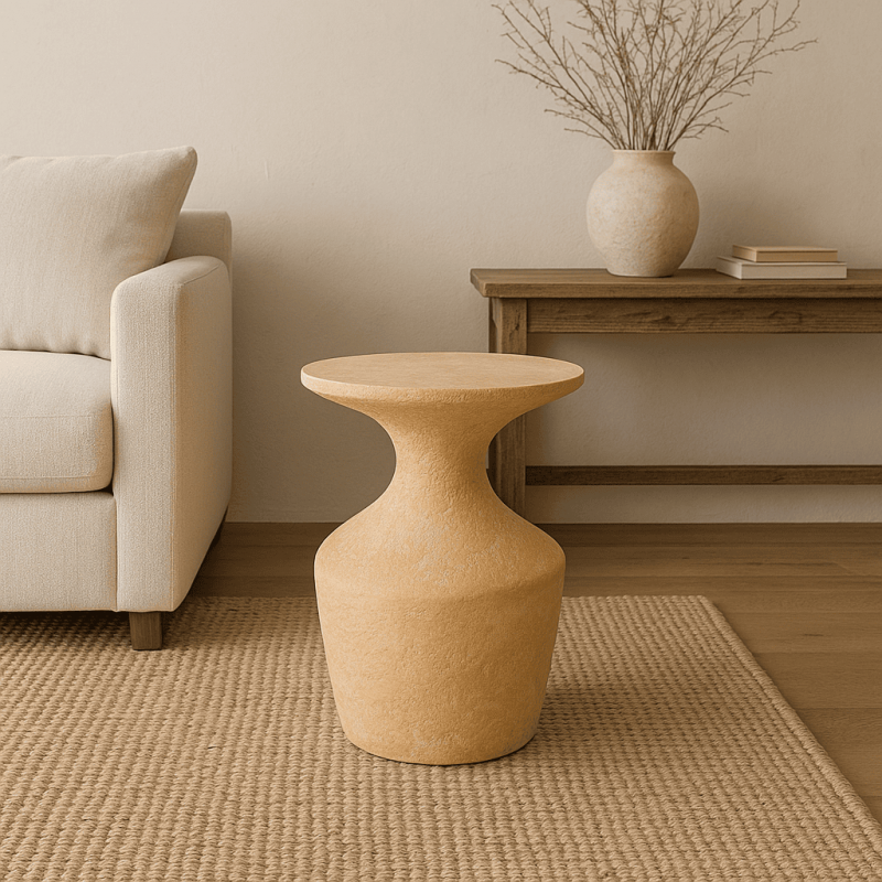 Βοηθητικό Τραπεζάκι KEENAN από τσιμέντο σε λευκό χρώμα – THD531S CREAM   Διάσταση προϊόντος:39x39x51