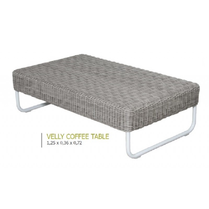 VELLY COFFEE TABLE - Τραπεζάκι με μεταλλικό σκελετό και συνθετικό ραττάν VIRO.  Διάσταση: 125 x 36 x 72