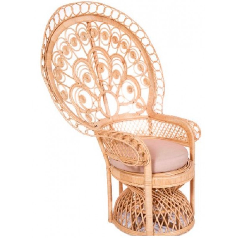 Πολυθρόνα EMMANUELA φυσικό ρατταν  με μαξιλάρι Διαστάσεις:130x70x160cm 