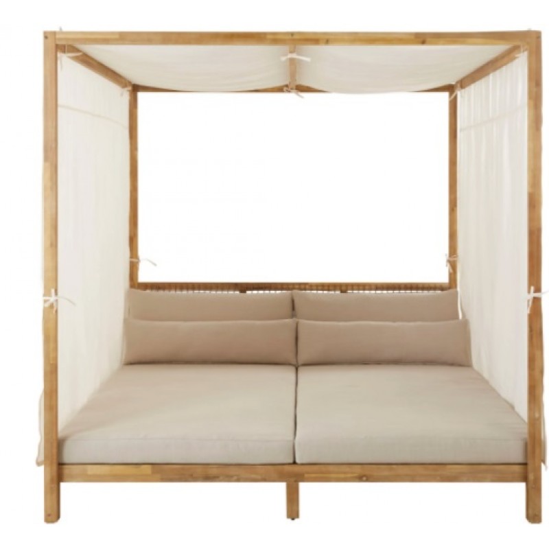 JK ALABAMA  Κρεβάτι  ξαπλώστρα διπλό από ξύλο ακακία με κιόσκι    Διασταση: 1,85Χ1,95Χ2,10.