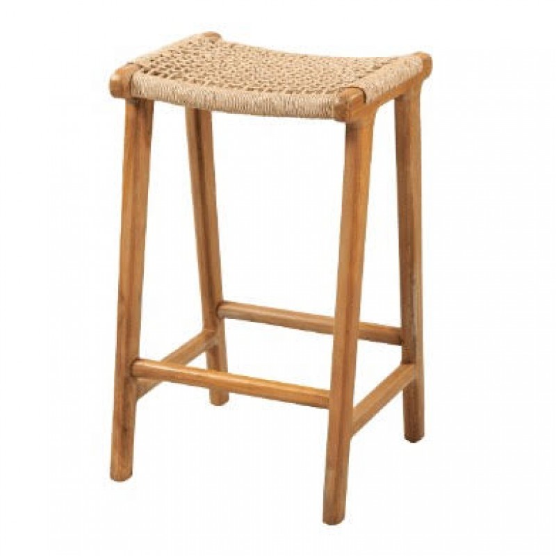  122382 Σκαμπό bar από ξύλο Teak και συνθετικό Rattan   Διάσταση προϊόντος: 40X40X68H  