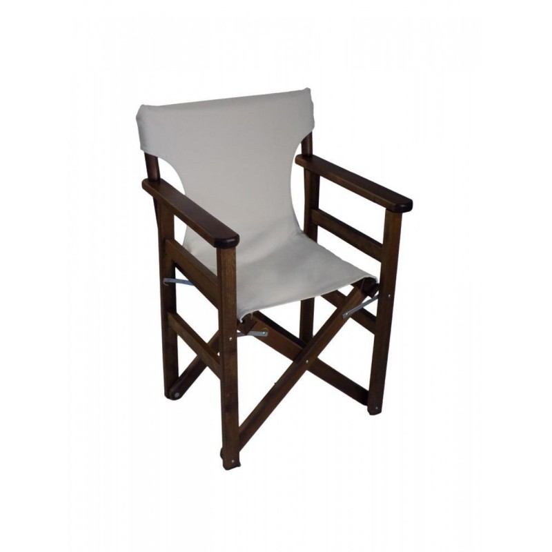 Πολυθρόνα Σκηνοθέτη "Περαστή" Φουρνιστή Οξυά χρώμα καρυδί με εκρού πανί (MA-PERASTI)  58x86x51 cm