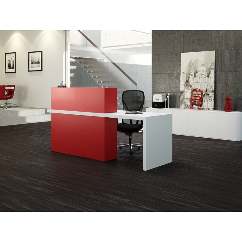 Kom Reception 8 - Έπιπλο γραφείο reception - υποδοχής (χρώμα λευκό -κόκκινο) 200*70*115cm