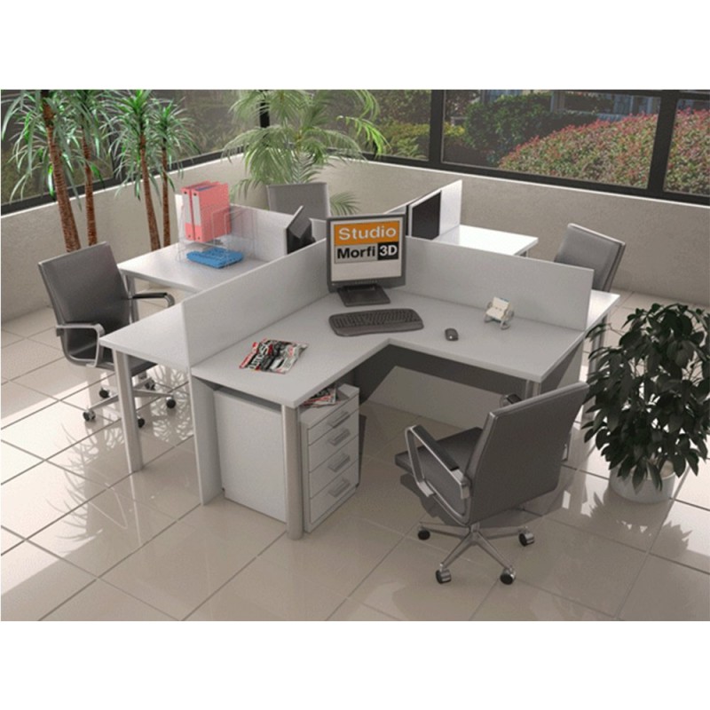 ΕΠΙΠΛΟ ΓΡΑΦΕΙΟΥ workstation 5   ( M100 -140 B 60  Y75 CM   ) η τιμή αφορά τέσσερις θέσεις εργασίας 