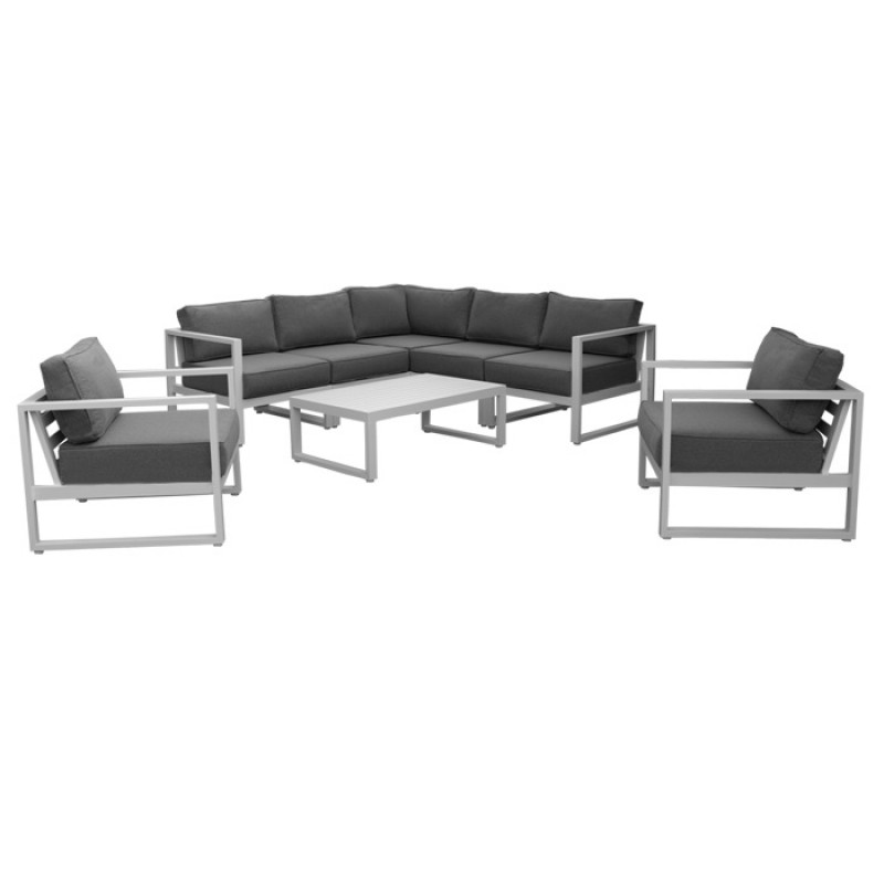 ΣΕΤ ΓΩΝΙΑ ΣΑΛΟΝΙ ΚΗΠΟΥ ΑΛΟΥΜΙΝΙΟΥ FERNANDA ΛΕΥΚΟ / 8 TEM  Κωδικός προϊόντος: 200-60-027