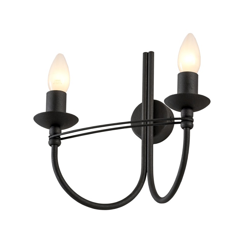 Παραδοσιακή 2φωτη απλίκα σε πατίνα γραφίτη | VILLAGE 79535/2