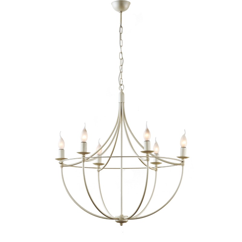 Παραδοσιακό 6φωτο φωτιστικό σε λευκή πατίνα | VILLAGE 59535/6