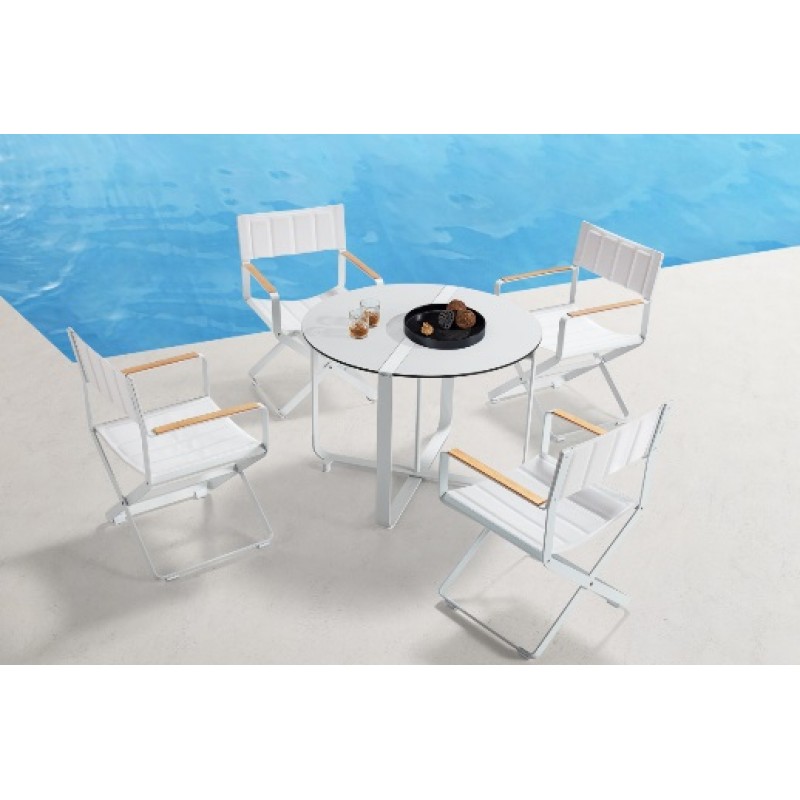 Clint/D5 ΣΕΤ ΤΡΑΠΕΖΑΡΙΑΣ ΑΛΟΥΜΙΝΙΟΥ  ΛΕΥΚΟ HIGOLD Φ100Χ74,50εκ.  SKU 01-00-2277