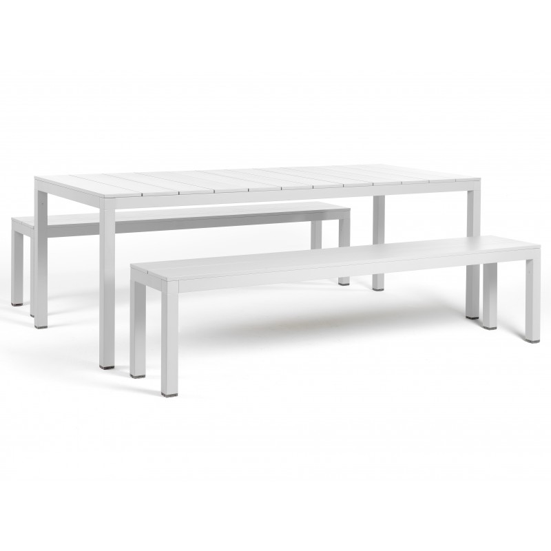 RIO BENCH ALU vern. bianco 49053.00.000  Παγκάκι  Αλουμινίου Διαστάσεις:  195.5x 34.5x 476​​ cm 