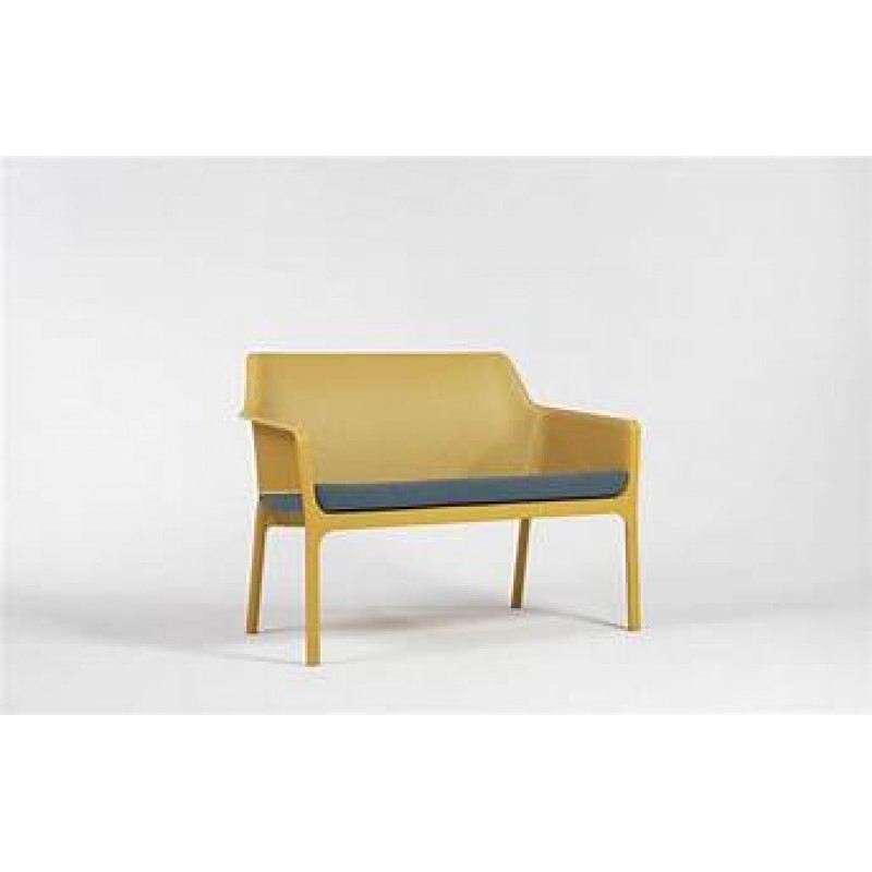 NET BENCH WITH CUSHION 40338.56.000  Παγκάκι Κήπου SENAPE  - μαξιλαρι τιρκουαζ   36338.00.072   Διαστάσεις :116 x 70 x 86 cm