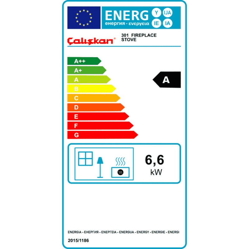 Caliskan 301 Μαντεμένια Ξυλόσομπα Γκρι Κωδικός: 45766626 Συνολική ισχύς θέρμανσης: 12.04 kW
