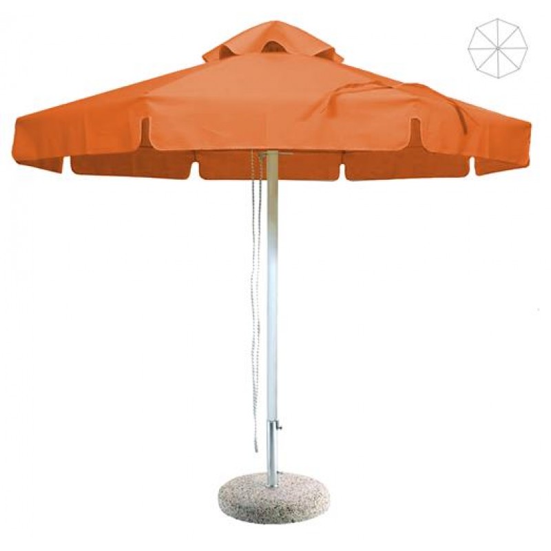 Επαγγελματική Ομπρέλα Δαπέδου Στρογγυλή Αλουμινίου R1000 Πορτοκαλί Φ2.5m