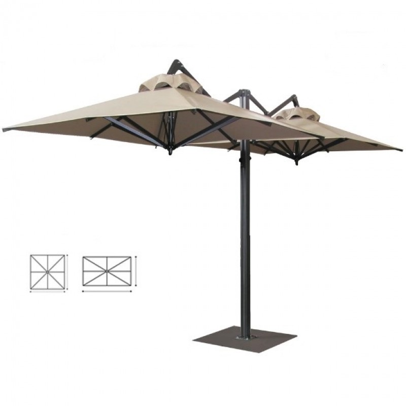 Ομπρέλα Δαπέδου Κρεμαστή Διπλή Αλουμινίου RXT3X2.5 Εκρού Παραλληλόγραμμη 3.0Χ5.0m