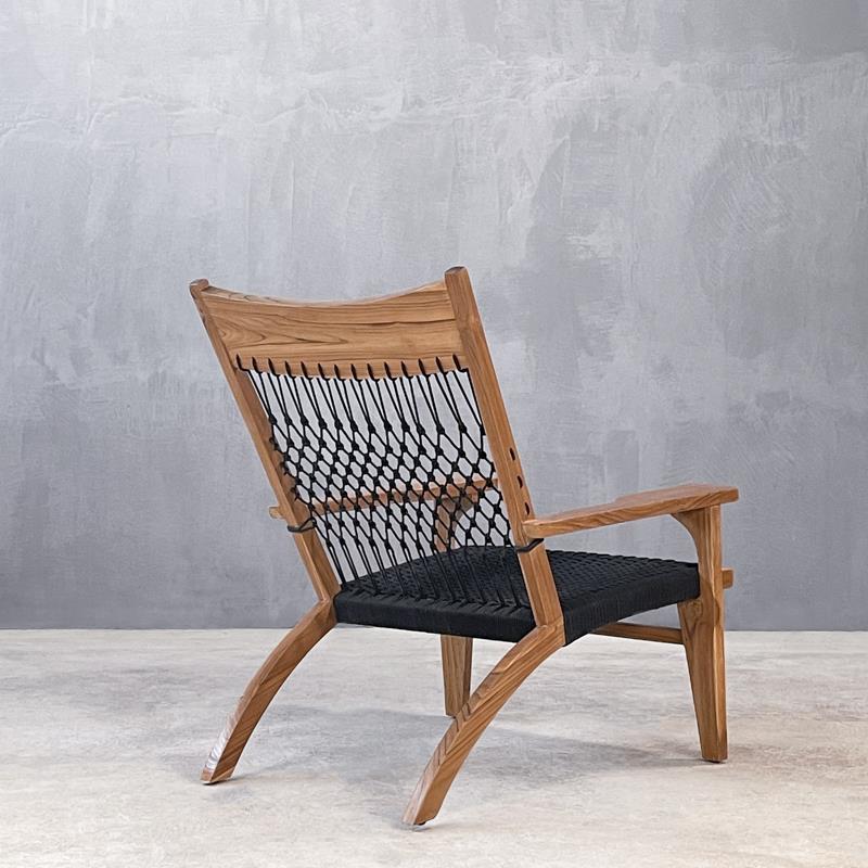 Πολυθρόνα ξύλινη ROZA ARMCHAIR TEAK BLACK ROPE 0065