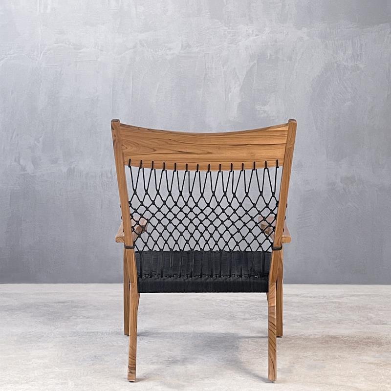 Πολυθρόνα ξύλινη ROZA ARMCHAIR TEAK BLACK ROPE 0065