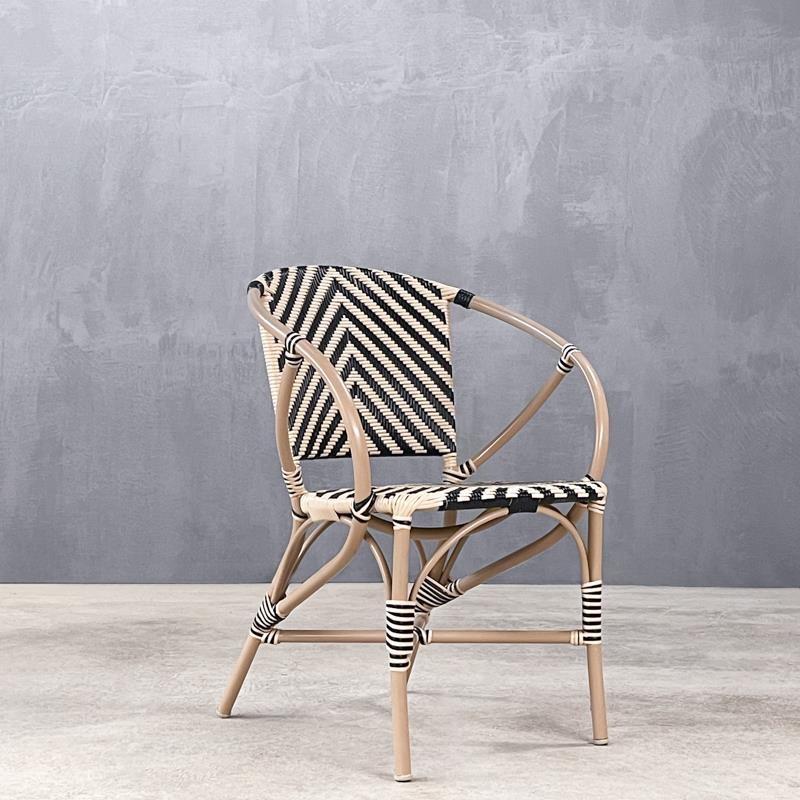 Πολυθρόνα Ξύλινη GENEVA DINING ARMCHAIR BEIGE / BLACK 0085