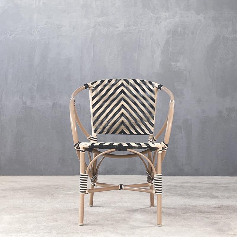 Πολυθρόνα Ξύλινη GENEVA DINING ARMCHAIR BEIGE / BLACK 0085