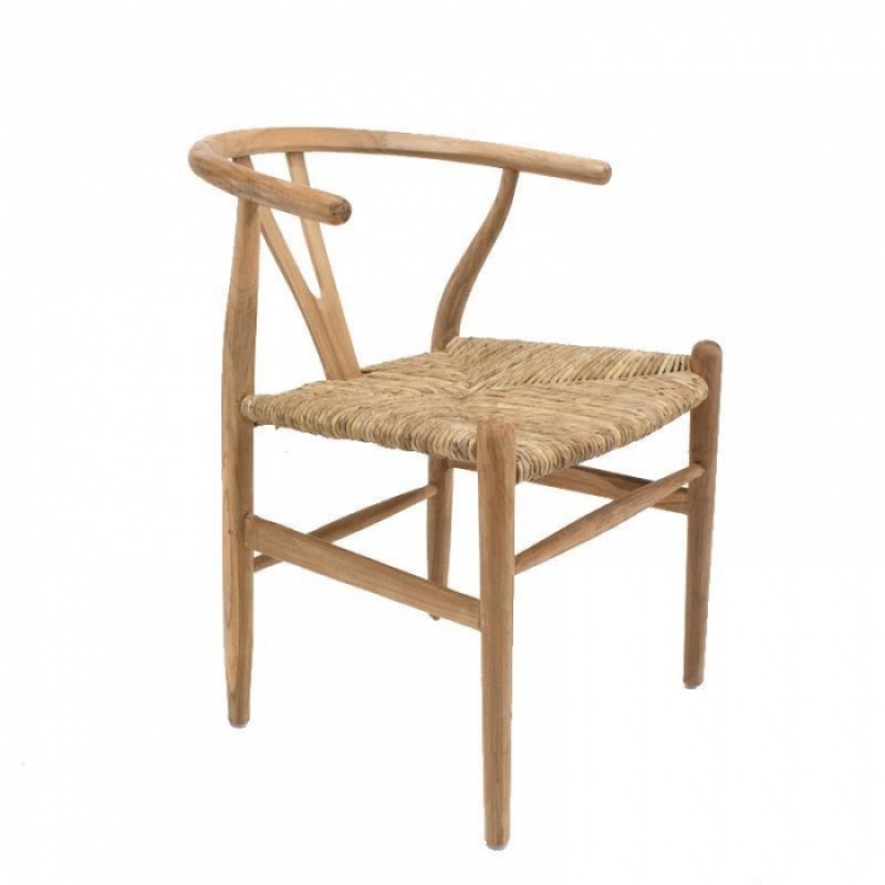 ΠΟΛΥΘΡΟΝΑ WISHBONE 7251 TEAK ΜΕ ΦΥΣΙΚΗ ΨΑΘΑ Μήκος: 46 cm, Πλάτος: 45 cm, Ύψος: 90 cm