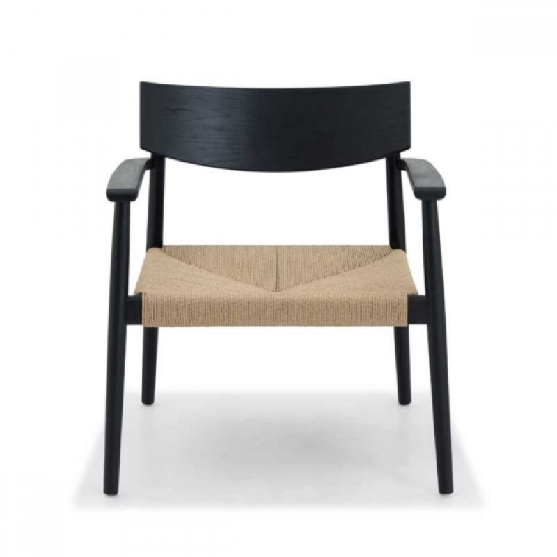 INVERSE LOUNGE ARMCHAIR BLACK OAK PAPER CORD - Πολυθρόνα ξ΄υλινη   64 × 66 × 74 cm
