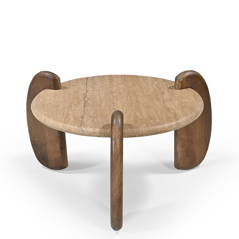 GODZI 66 TRAVERTINO COFFEE TABLE   Size 66 × 66 × 39 cm (L x W x H)