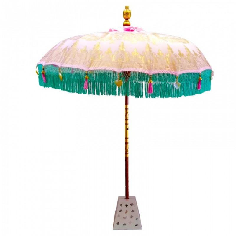 ΟΜΠΡΕΛΑ ΞΥΛΟ DURΙΑΝ, ΒΑΜΒΟΟ ΥΦΑΣΜΑ ΡΟΖ ΡΟLΥΕSΤΕR Μήκος: 185 cm, Πλάτος: 185 cm, Ύψος: 245 cm