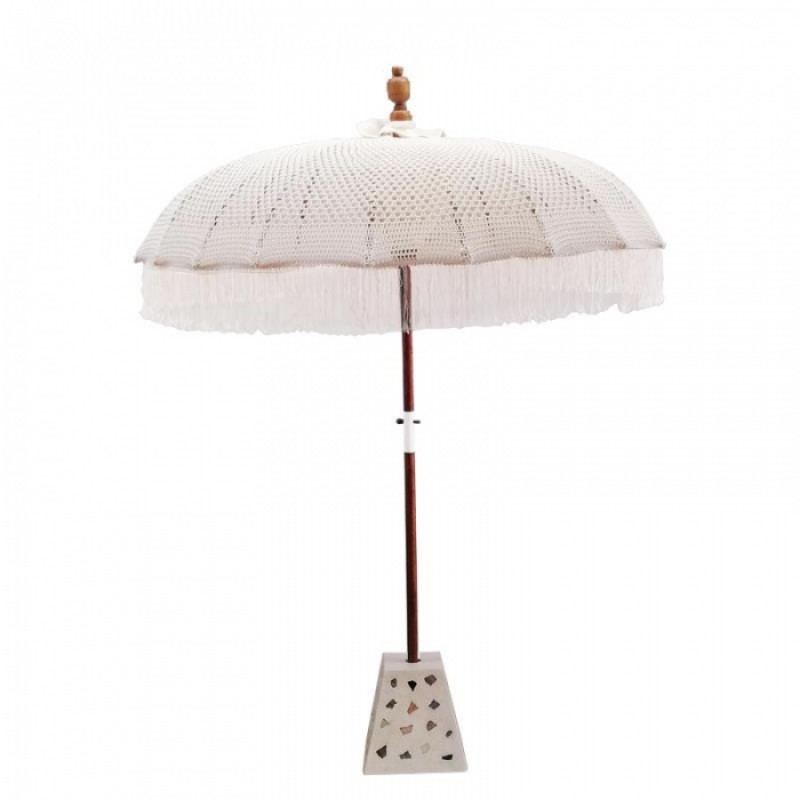 ΟΜΠΡΕΛΑ ΞΥΛΟΥ - BALINESE UMBRELLA TEAK BAMBOO MACRAME 185 -   185 × 185 × 245  code 141295