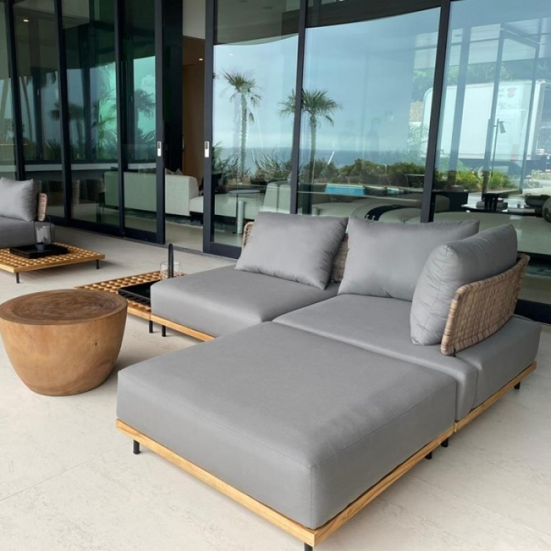 ΚΑΝΑΠΕΣ LΕΤΙΖΙΑ ΓΩΝΙΑΚΟΣ ΤΕΑΚ WΟΟD 2ΧΓΩΝΙΕΣ 1ΧΜΕΣΑΙΟ+ΠΟΥΦ+ΤΡΑΠΕΖΑΚΙ Μήκος: 282 cm, Πλάτος: 282 cm, Ύψος: 65 cm