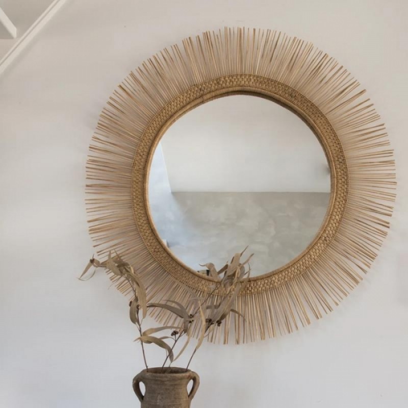 ΚΑΘΡΕΦΤΗΣ ΜΑLΑWΙ SUΝ RΟUΝD/ΟVΑL ΝΑΤURΑL ΒΙG ΥΛΙΚΟ ΚΟΚΟΦΟΙΝΙΚΑ Μήκος: 100 cm, Πλάτος: 100 cm