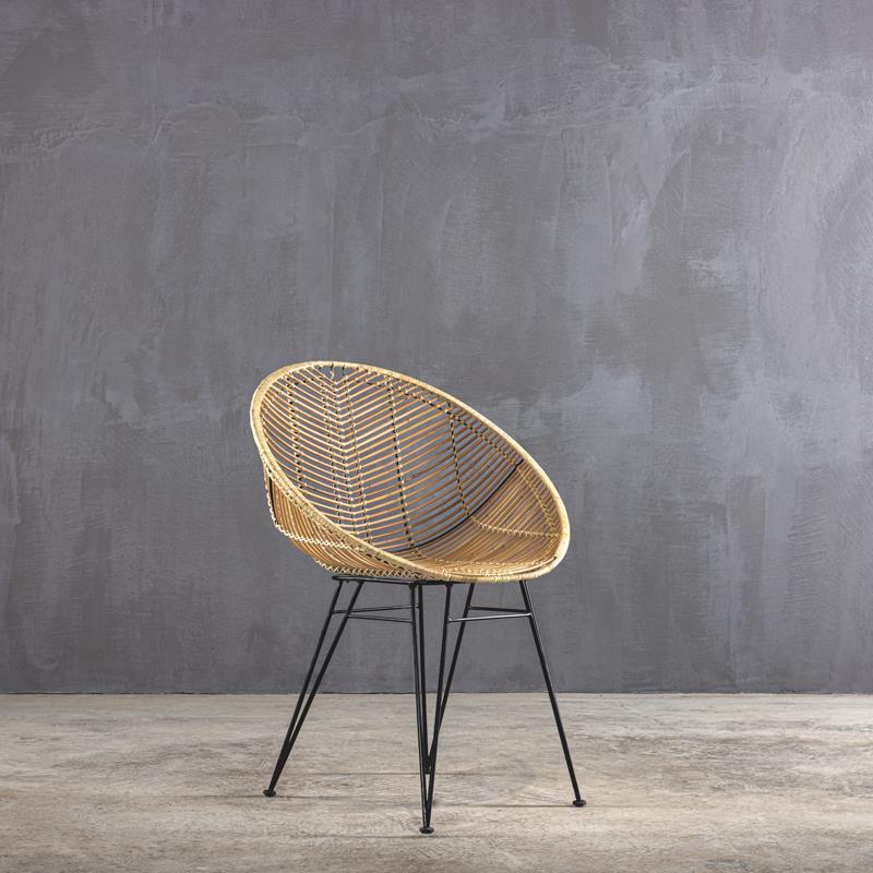 Πολυθρόνα μεταλλική με ρατταν φυσικο   SAKURA DINING CHAIR RATTAN NATURAL  - 657878   Size 63 × 65 × 88 cm (L x W x H)   
