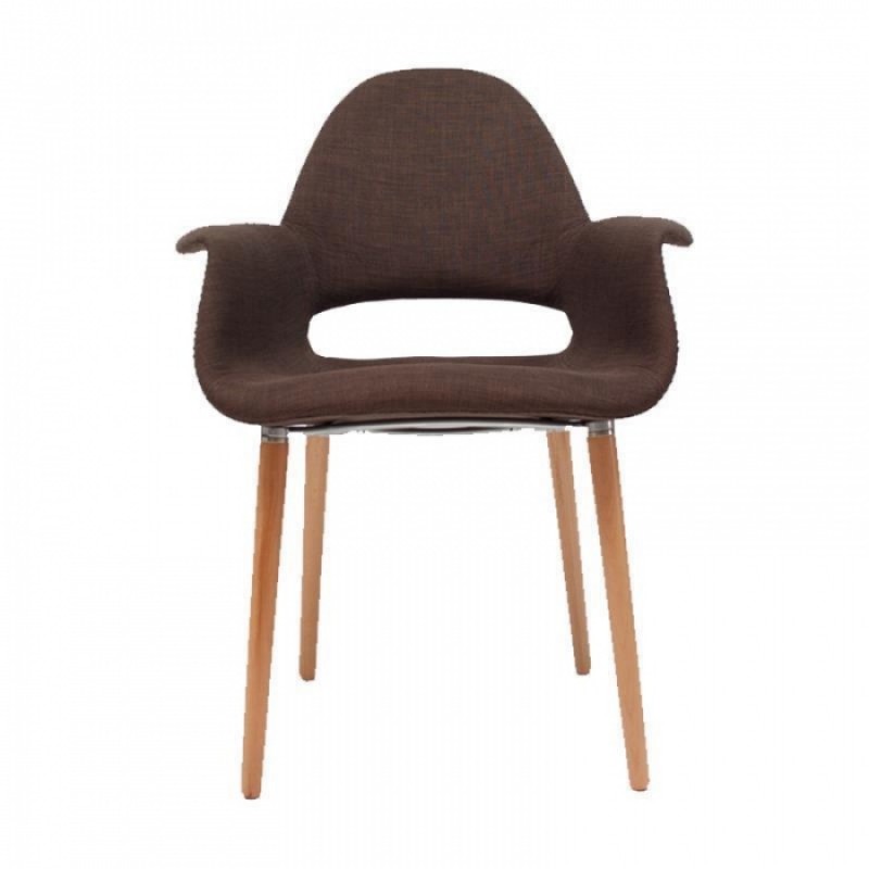 ΠΟΛΥΘΡΟΝΑ 195-GΡΡ με καφέ ύφασμα και βάση από οξιά Μήκος: 73 cm, Πλάτος: 65 cm, Ύψος: 88 cm