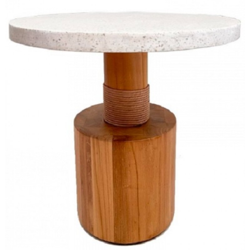 ΤΕRRΑΖZΟ ΤΡΑΠΕΖΑΚΙ ΒΟΗΘΗΤΙΚΟ ΞΥΛΟ TEAK ΚΑΙ ΠΕΤΡΑ ΚΩΔ  494846  Μήκος: 48 cm, Πλάτος: 48 cm, Ύψος: 46 cm  