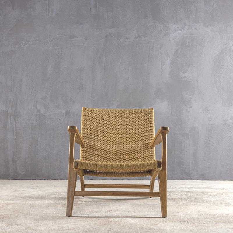 BALI BEACH ARMCHAIR - ΞΥΛΙΝΗ ΠΟΛΥΘΡΟΝΑ ΜΕ ΣΧΟΙΝΙ KΩΔ 5390S 81x71x75cm