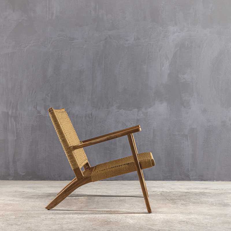 BALI BEACH ARMCHAIR - ΞΥΛΙΝΗ ΠΟΛΥΘΡΟΝΑ ΜΕ ΣΧΟΙΝΙ KΩΔ 5390S 81x71x75cm