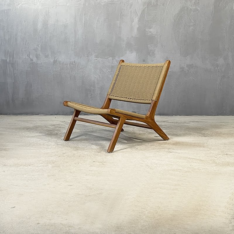 JAVA LOUNGE ARMCHAIR OLEFIN BEIGE - ΞΥΛΙΝΗ ΠΟΛΥΘΡΟΝΑ KΩΔ 5399S 77x66x77cm