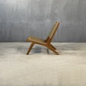 JAVA LOUNGE ARMCHAIR OLEFIN BEIGE - ΞΥΛΙΝΗ ΠΟΛΥΘΡΟΝΑ KΩΔ 5399S 77x66x77cm