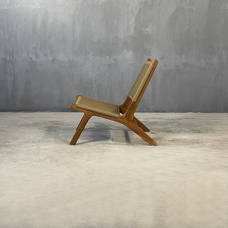 JAVA LOUNGE ARMCHAIR OLEFIN BEIGE - ΞΥΛΙΝΗ ΠΟΛΥΘΡΟΝΑ KΩΔ 5399S 77x66x77cm