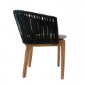 BELLE ARMCHAIR TEAK SYNTHETIC BLACK ROPE - ΠOΛΥΘΡΟΝΑ ΞΥΛΙΝΗ ΚΩΔ 5408S - 62×53x78cm