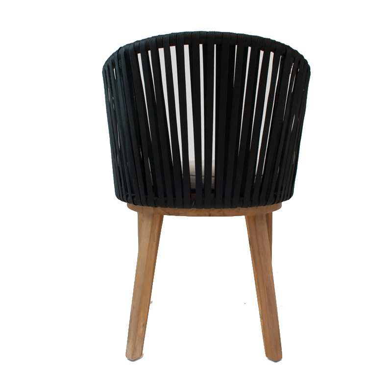 BELLE ARMCHAIR TEAK SYNTHETIC BLACK ROPE - ΠOΛΥΘΡΟΝΑ ΞΥΛΙΝΗ ΚΩΔ 5408S - 62×53x78cm