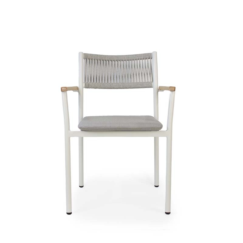THE PYRGI II OUTDOOR DINING ARMCHAIR- ΠΟΛΥΘΡΟΝΑ ΑΛΟΥΜΙΝΙΟΥ ΜΕ ΣΧΟΙΝΙ ΚΩΔ 6836S - 56×60x82cm