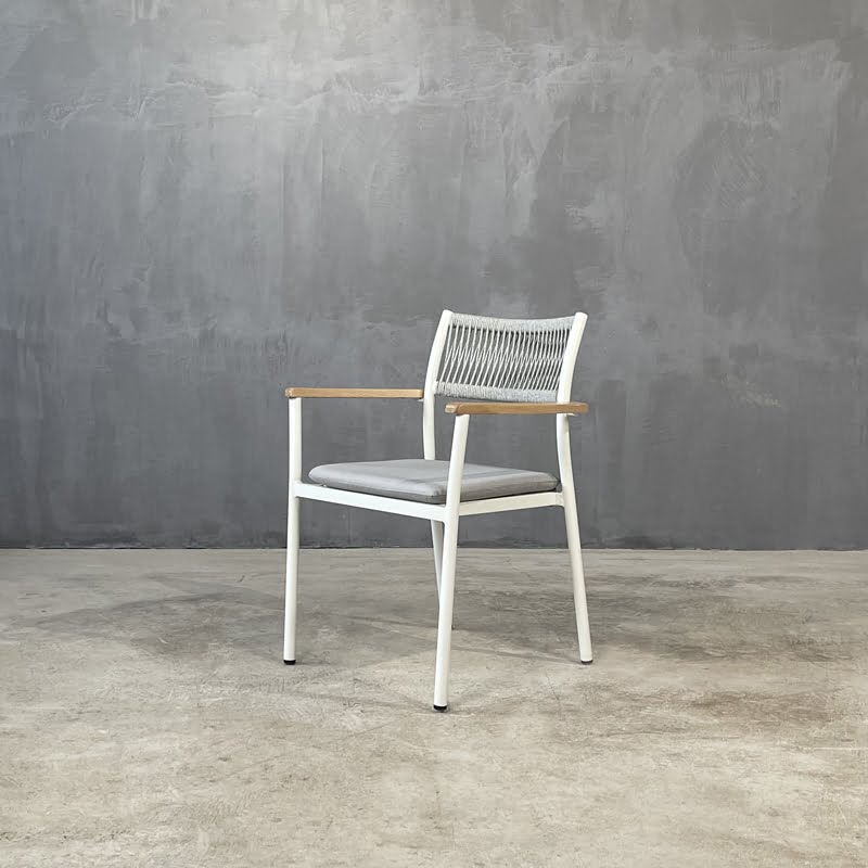 THE PYRGI II OUTDOOR DINING ARMCHAIR- ΠΟΛΥΘΡΟΝΑ ΑΛΟΥΜΙΝΙΟΥ ΜΕ ΣΧΟΙΝΙ ΚΩΔ 6836S - 56×60x82cm