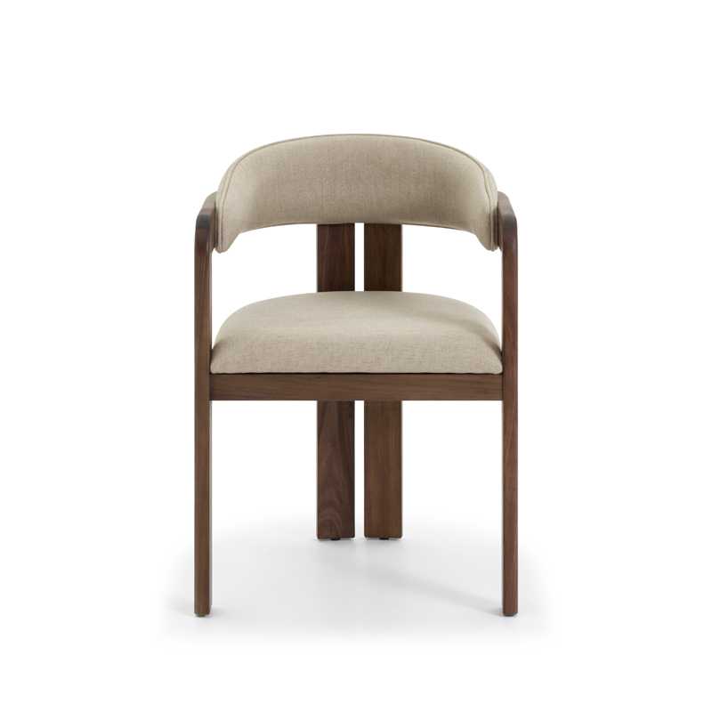 ROMA DINING ARMCHAIR WALNUT BEIGE CUSHION - ΠΟΛΥΘΡΟΝΑ ΞΥΛΙΝΗ ΚΩΔ 6848S 55x55x77cm