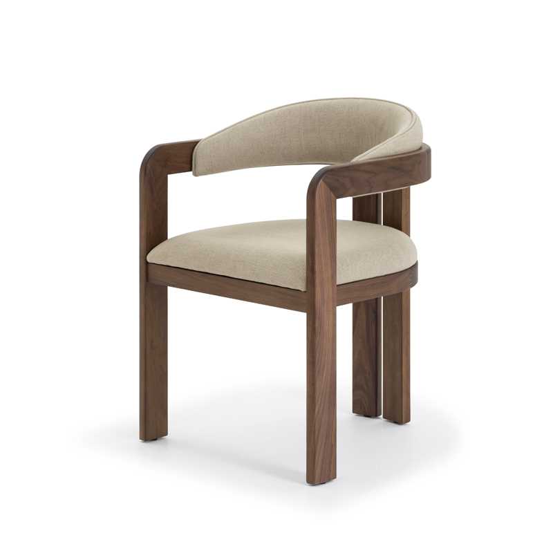 ROMA DINING ARMCHAIR WALNUT BEIGE CUSHION - ΠΟΛΥΘΡΟΝΑ ΞΥΛΙΝΗ ΚΩΔ 6848S 55x55x77cm