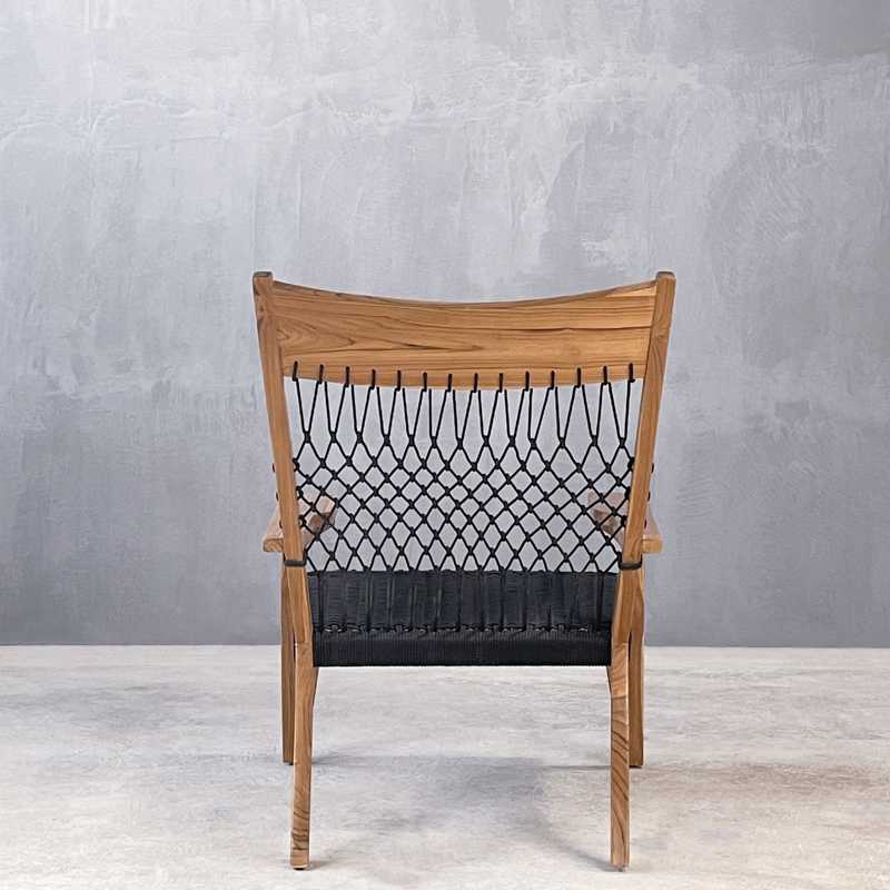 ROSA ARMCHAIR TEAK BLACK ROPE - ΚΑΡΕΚΛΑ ΞΥΛΙΝΗ ΜΕ ΣΧΟΙΝΙ ΚΩΔ 6856S 65x76x90cm