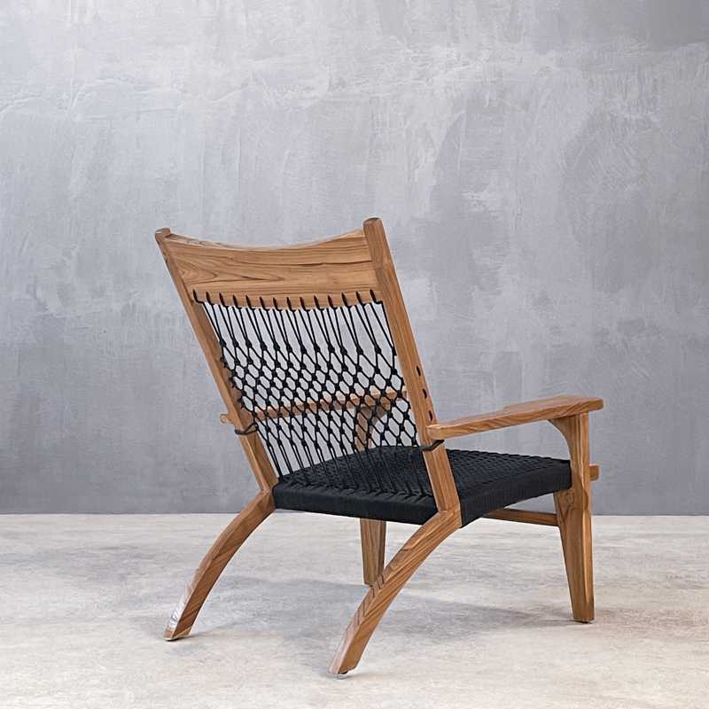 ROSA ARMCHAIR TEAK BLACK ROPE - ΚΑΡΕΚΛΑ ΞΥΛΙΝΗ ΜΕ ΣΧΟΙΝΙ ΚΩΔ 6856S 65x76x90cm