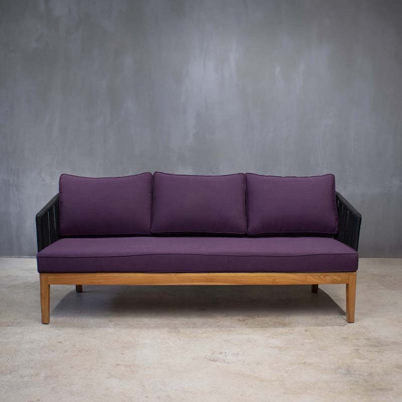 ARMCHAIR ΜΟΟD LΟUΝGΕ TEAK SYNTHETIC BLACK ROPE CUSHION SUNPROOF BRITANIA - ΞΥΛΙΝΟΣ ΚΑΝΑΠΕΣ ΚΩΔ 6864S 192x83x73cm