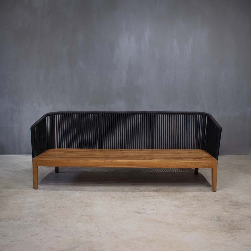 ARMCHAIR ΜΟΟD LΟUΝGΕ TEAK SYNTHETIC BLACK ROPE CUSHION SUNPROOF BRITANIA - ΞΥΛΙΝΟΣ ΚΑΝΑΠΕΣ ΚΩΔ 6864S 192x83x73cm